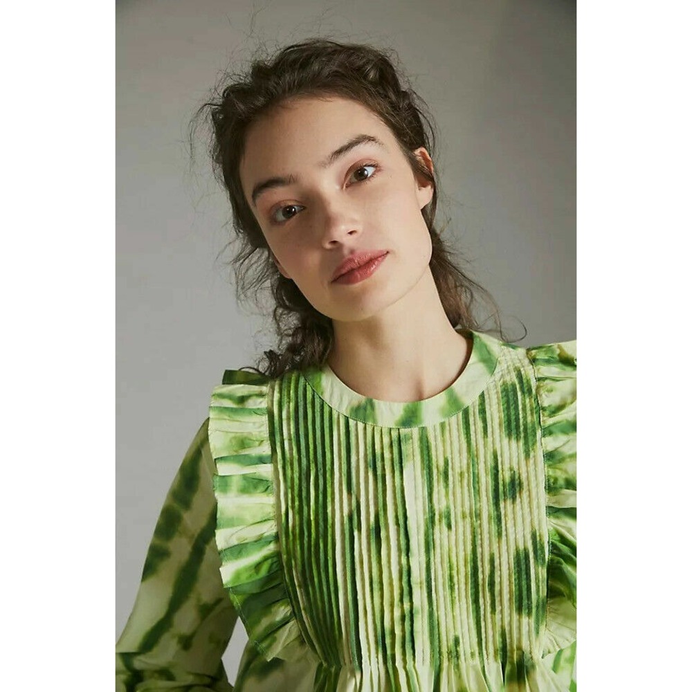 NWT Anthropologie Emilia Tie Dye R Long Sleeve Ruffle Blouse Size XS